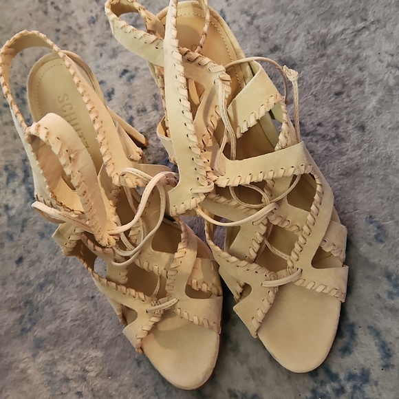 Beige/Nude Schutz 'Lenna' Lace up Strappy Heel - Picture 11 of 11